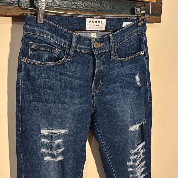 Frame Denim Sunset Grove Women's Distressed Le Skinny de Jeanne Jeans Size 26 - Picture 7 of 15